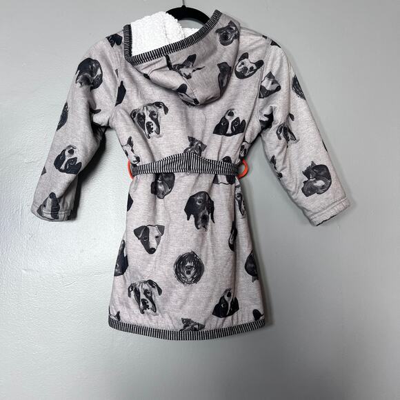 ✨Woodrow & Friends Dog Robe Kids 5/6 Small Sherpa Fleece Hooded Bathrobe Gray - Picture 4 of 6